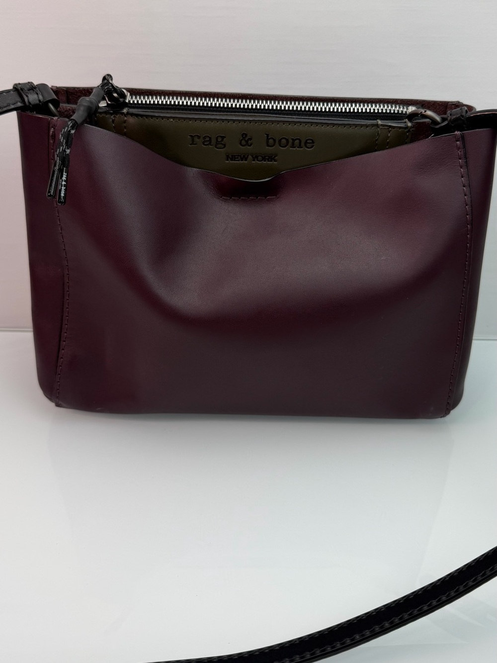 Rag & Bone Passenger Small Leather Crossbody Bag Burgundy